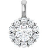 14K White Gold 3/4 CTW Lab-Grown Diamond Halo-Style Pendant