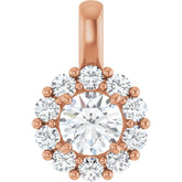 14K Rose Gold 3/4 CTW Lab-Grown Diamond Halo-Style Pendant