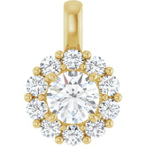 14K Yellow Gold 1 CTW Lab-Grown Diamond Halo-Style Pendant