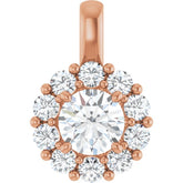 14K Rose Gold 1 CTW Lab-Grown Diamond Halo-Style Pendant