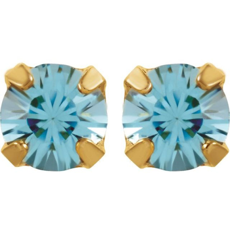 24K Gold-Plated Stainless Steel Imitation Aquamarine Inverness® Piercing Earrings