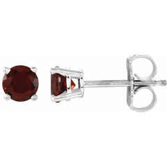 Sterling Silver 4 mm Natural Garnet Earrings