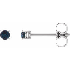 Sterling Silver 4 mm Lab-Grown Alexandrite Earrings