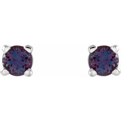 Sterling Silver 4 mm Lab-Grown Alexandrite Earrings