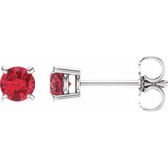 Sterling Silver 4 mm Lab-Grown Ruby Earrings