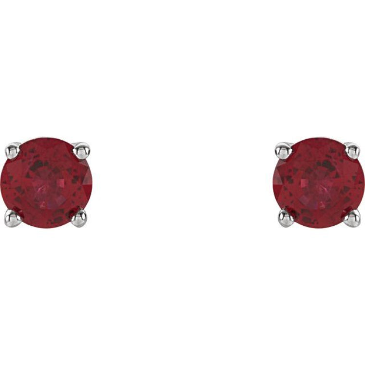 Sterling Silver 4 mm Lab-Grown Ruby Earrings