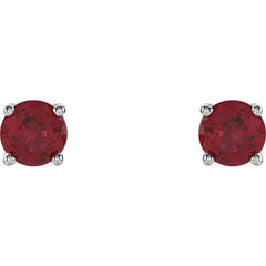 Sterling Silver 4 mm Lab-Grown Ruby Earrings
