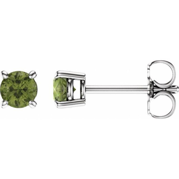 Sterling Silver 4 mm Natural Peridot Earrings