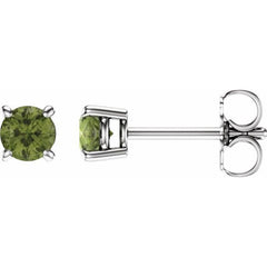 Sterling Silver 4 mm Natural Peridot Earrings