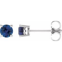 Sterling Silver 4 mm Lab-Grown Sapphire Earrings