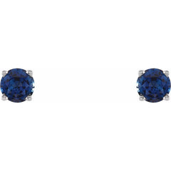 Sterling Silver 4 mm Lab-Grown Sapphire Earrings