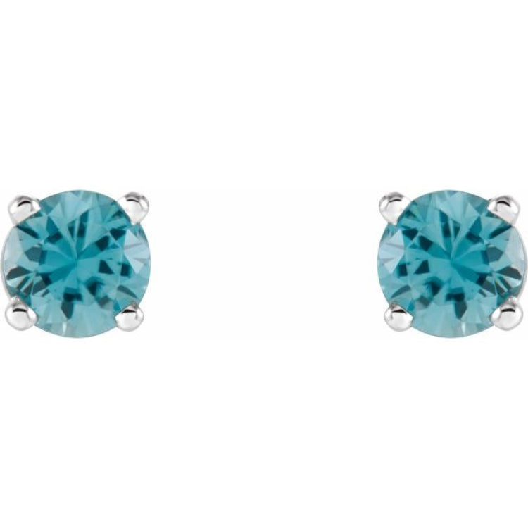 Sterling Silver 4 mm Natural Zircon Earrings