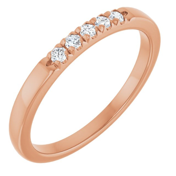 10K Rose Gold .08 CTW Natural Diamond French-Set Anniversary Band