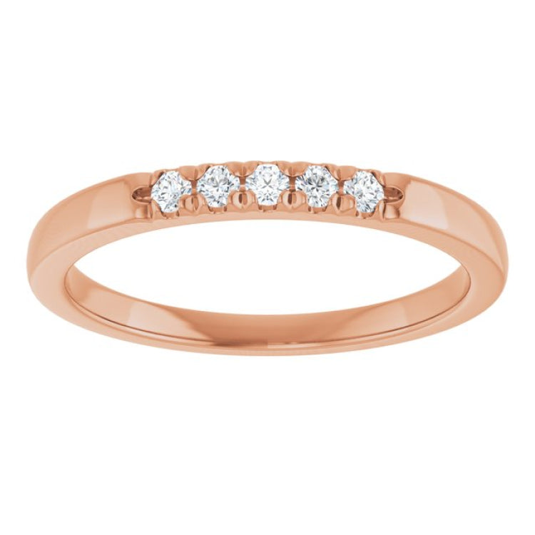 10K Rose Gold .08 CTW Natural Diamond French-Set Anniversary Band