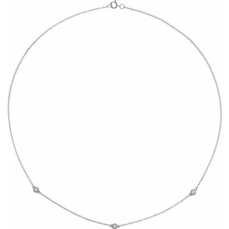 14K White Gold 1/5 CTW Natural Diamond 3-Station 18" Necklace