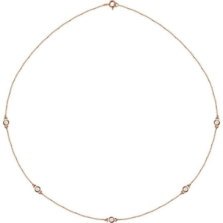 14K Rose Gold 1/2 CTW Natural Diamond 5-Station 18" Necklace