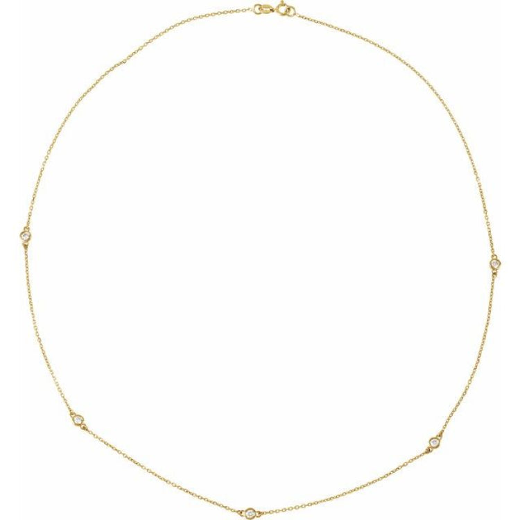 14K Yellow Gold 3/4 CTW Natural Diamond 5-Station 18" Necklace