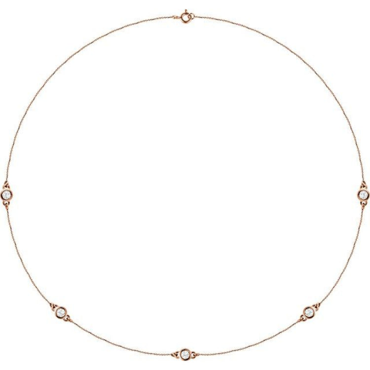14K Rose Gold 3/4 CTW Natural Diamond 5-Station 18" Necklace