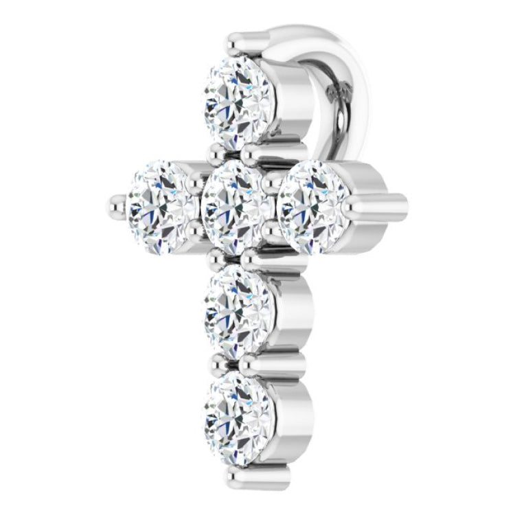 Platinum 1/6 CTW Natural Diamond Cross Pendant