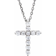 Platinum 1/4 CTW Natural Diamond Cross 16-18" Necklace