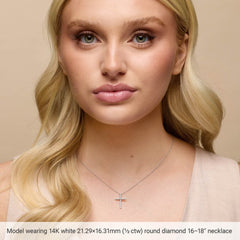 Sterling Silver 1/4 CTW Natural Diamond Cross 16-18" Necklace