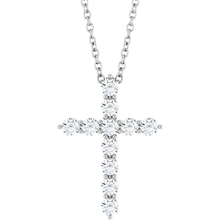 Platinum 3/8 CTW Natural Diamond Cross 16-18" Necklace