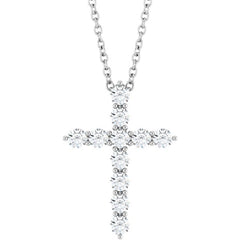 Platinum 3/8 CTW Natural Diamond Cross 16-18" Necklace