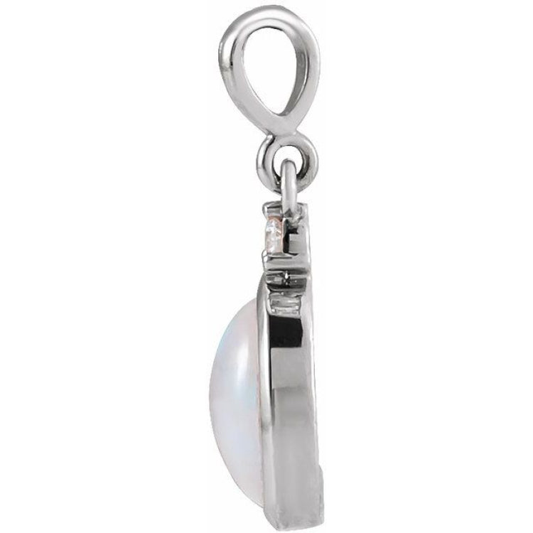 Sterling Silver 6x4 mm Natural Ethiopian Opal & .015 CT Natural Diamond Pendant