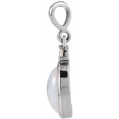 Sterling Silver 6x4 mm Natural Ethiopian Opal & .015 CT Natural Diamond Pendant