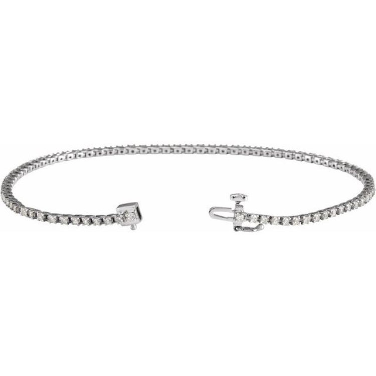 14K White Gold 1 CTW Natural Diamond Line 7 1/4" Bracelet