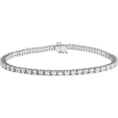 14K White Gold 4 CTW Natural Diamond Line 7 1/4" Bracelet