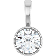 14K White Gold 1/4 CT Natural Diamond Bezel-Set Solitaire Pendant