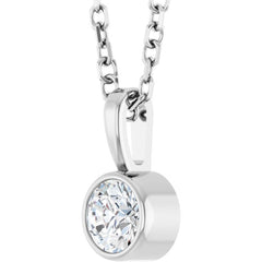 14K White Gold 1/6 CT Natural Diamond Bezel-Set Solitaire 16-18" Necklace