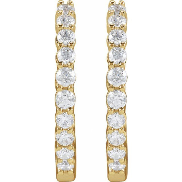 14K Yellow Gold 1 CTW Lab-Grown Diamond Inside-Outside Hinged 19.3 mm Hoop Earrings