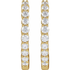 14K Yellow Gold 1 CTW Lab-Grown Diamond Inside-Outside Hinged 19.3 mm Hoop Earrings