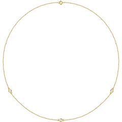 14K Yellow Gold 1/4 CTW Lab-Grown Diamond 3-Station 18" Necklace