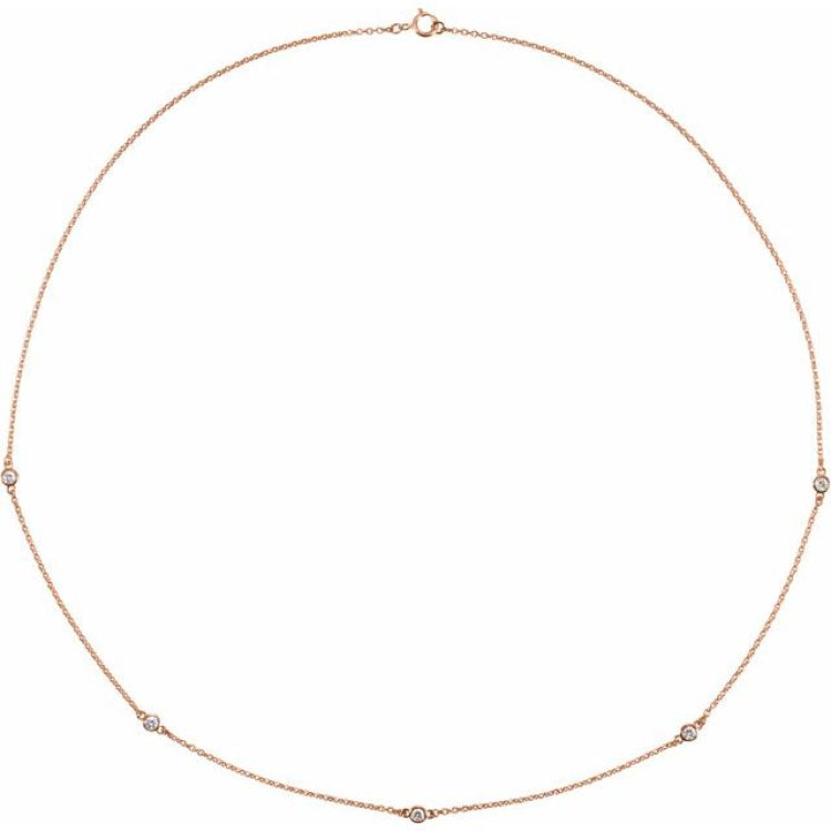 14K Rose Gold 1/4 CTW Lab-Grown Diamond 5-Station 18" Necklace