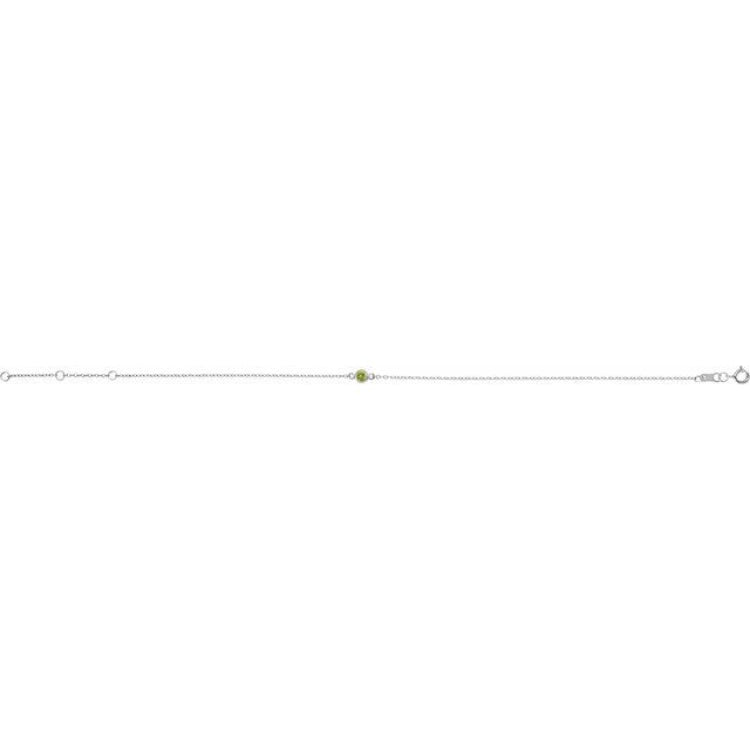 14K White Gold Natural Peridot Bezel-Set Solitaire 6 1/2-7 1/2" Bracelet