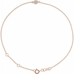 14K Rose Gold 1/10 CT Natural Diamond 6 1/2-7 1/2" Bracelet