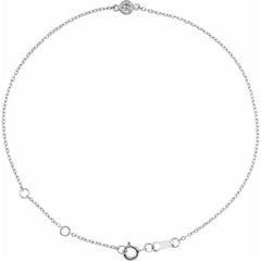 14K White Gold Natural White Sapphire Bezel-Set Solitaire 6 1/2-7 1/2" Bracelet
