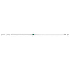 14K White Gold Lab-Grown Emerald Bezel-Set Solitaire 6 1/2-7 1/2" Bracelet