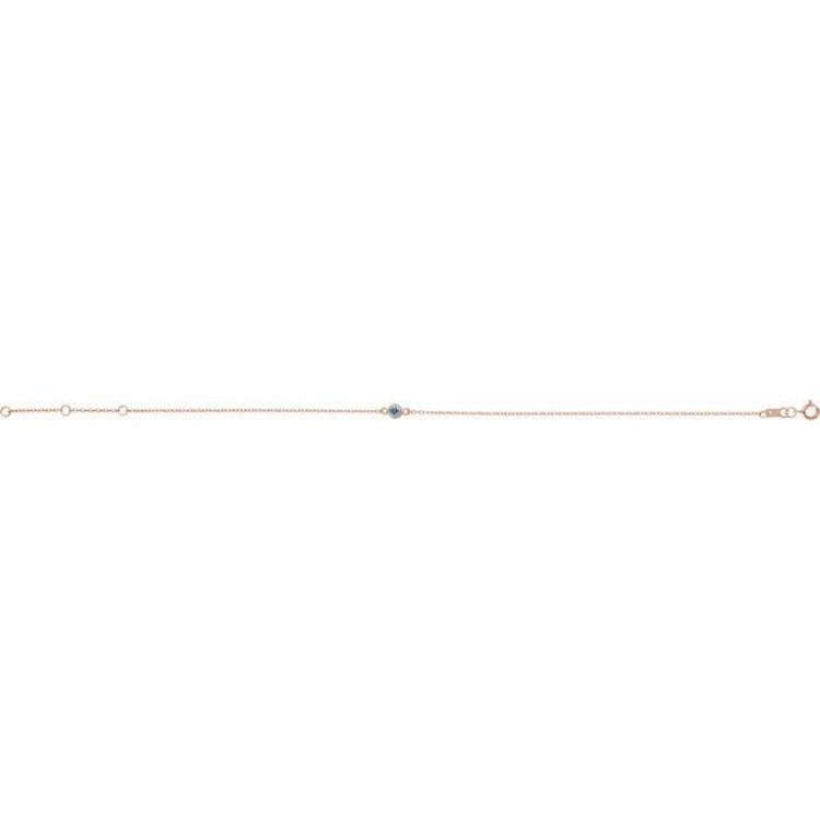 14K Rose Gold Natural Aquamarine Bezel-Set Solitaire 6 1/2-7 1/2" Bracelet