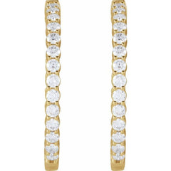 14K Yellow Gold 4 CTW Natural Diamond Inside-Outside Hinged 36 mm Hoop Earrings