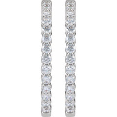 14K White Gold 4 CTW Natural Diamond Inside-Outside Hinged 36 mm Hoop Earrings