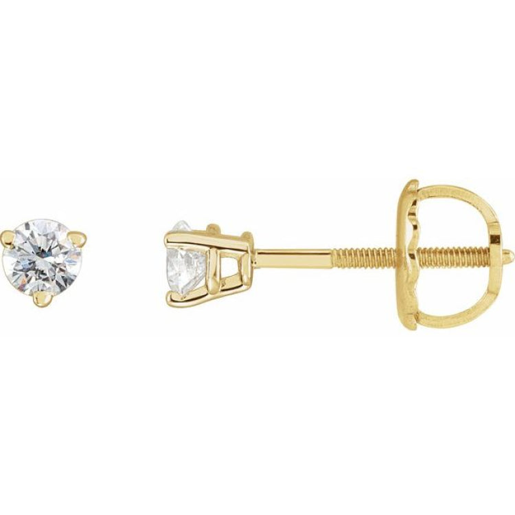 14K Yellow Gold 1/8 CTW Natural Diamond Earrings