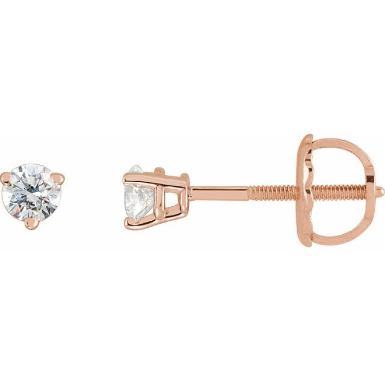 14K Rose Gold .06 CTW Natural Diamond Earrings