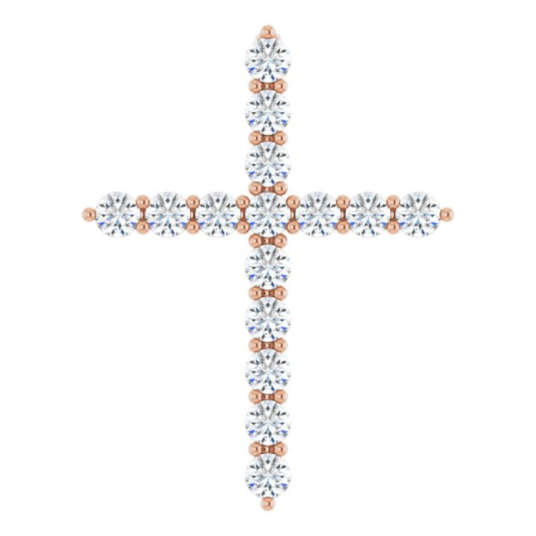 14K Rose Gold 1/2 CTW Natural Diamond Cross Pendant
