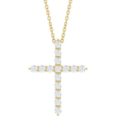 14K Yellow Gold 1/2 CTW Natural Diamond Cross 16-18" Necklace