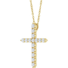 14K Yellow Gold 1/2 CTW Natural Diamond Cross 16-18" Necklace
