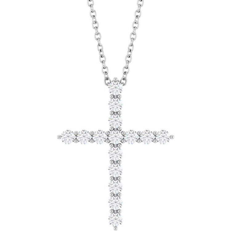 Platinum 1/2 CTW Natural Diamond Cross 16-18" Necklace